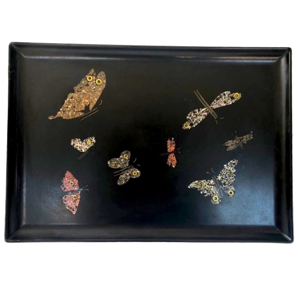 COUROC OF MONTEREY - 1950’s Serving Tray Abalone Charcuterie Butterfly Vintage